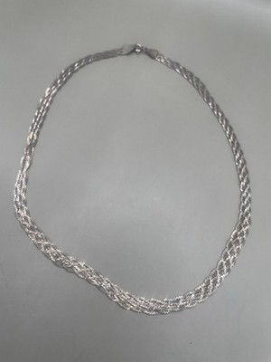アクセサリー Silver 925 Swedge Chain Necklace Vintage Vintage MC47 Mexico 925 Sterling Silver Braided Flat Chain 18.5