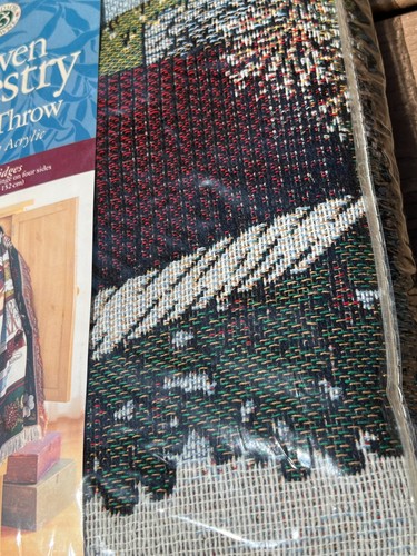 Windsor and Browne Covered Bridges Throw Blanket Tapestry Afghan NWT Vintage - Picture 8 of 9