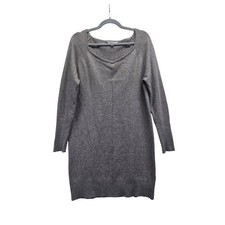 Athleta Gray Cashmere Adi Mudra Knit Sweater Dress Scoop Neck Long Sleeve Medium