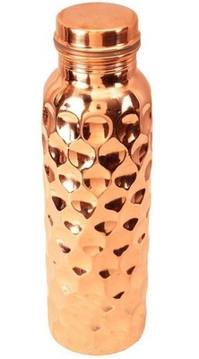 100% Pure Copper Water Bottle Handmade Diamond Design For Health Benefits 950ml