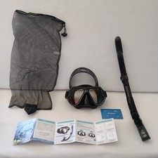 Greatever GM01 Adult Snorkel Set Black Dry Top Tempered Glass Mask Travel
