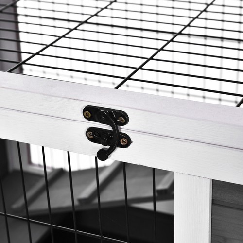 Kleintierstall Räder Kleintierkäfig Meerschweinchenstall Tannenholz Dunkelgrau - Bild 10 von 10