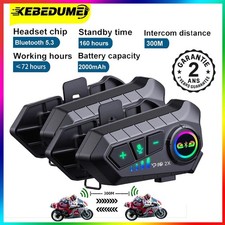 2 Intercoms Casque Moto Interphone Bluetooth 4 Mic Hard Soft Etanche Portée 300m