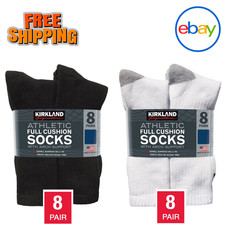 Kirkland Signature Men's Athletic Socks 8-Pair BLACK Fits Shoe Size 8-12