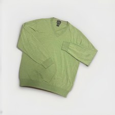 JOS A BANK Mens 2XL Traveler  s Collection Green Merino Wool V Neck Sweater