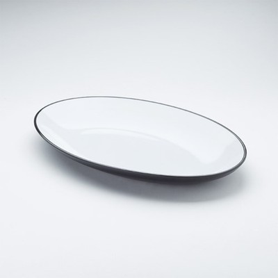 American Metalcraft NP18 18 in Black/ White Oval Platter