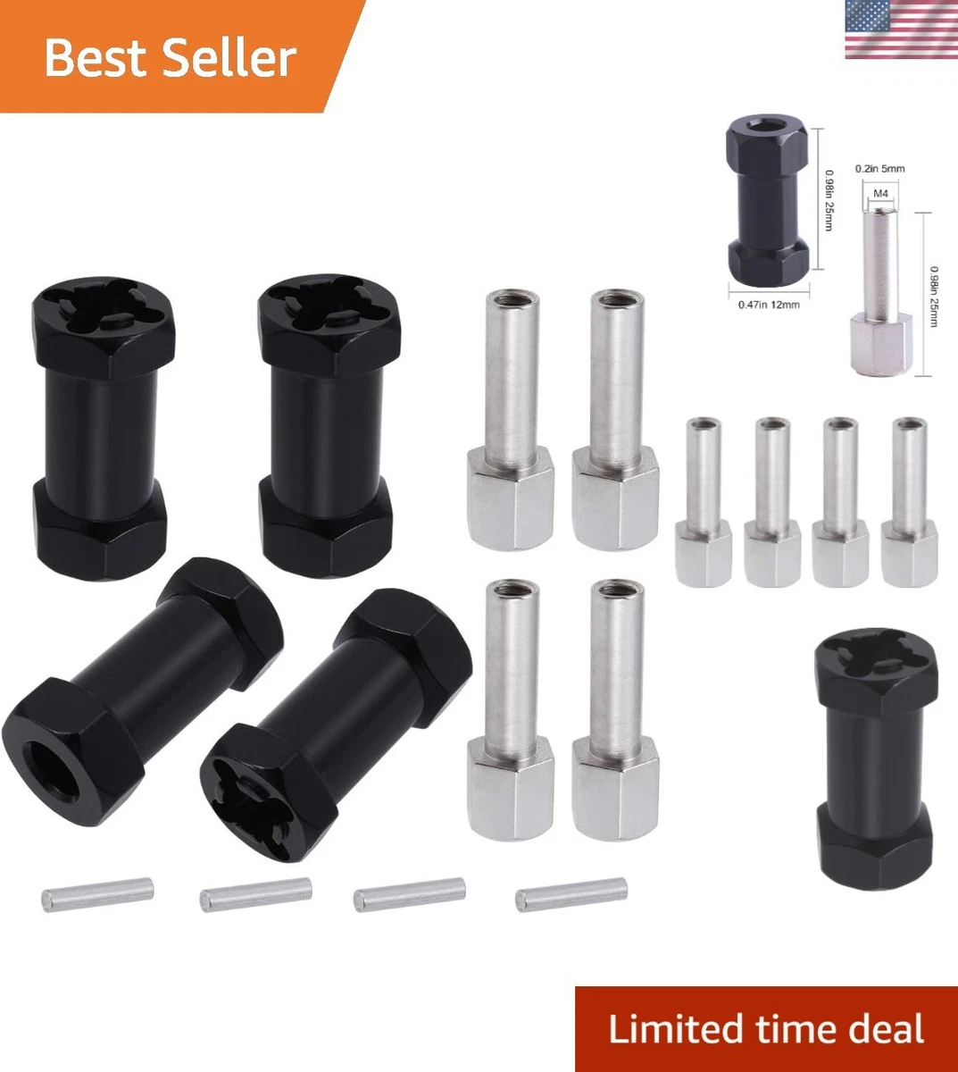 Separadores Hexagonales Para Ruedas De Coche RC | 4 Piezas De Aluminio De 12mm X 15mm | Estabilidad Y Estilo
