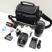 PENTAX K-30 White DSLR Camera w/2 Lenses Case Tested Japan