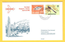 Singapore to Switzerland first flight Swissair to Geneva