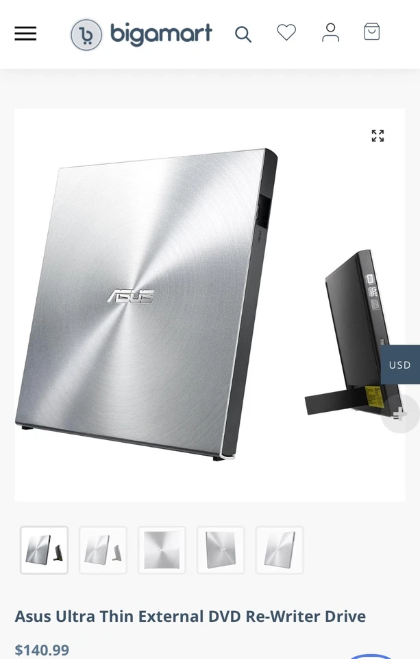 Free Shipping! ASUS SDRW-08U5S-U 8X DVD-RW in orig box Drive external - Image 2 of 2