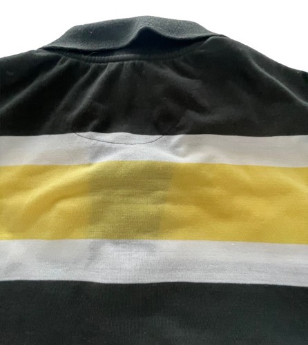 Fourcast Multi Color Striped White Grey Yellow Polo Shirt Size XL Cotton Poly - Picture 9 of 10