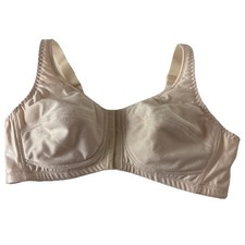 ABC 42B Style 123 Beige Mastectomy Bra Embossed Roses Front Back Closures