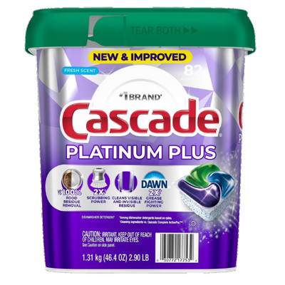 Cascade Platinum Plus Dishwasher Pods Fresh Scent 82 Count | Powerful Grease