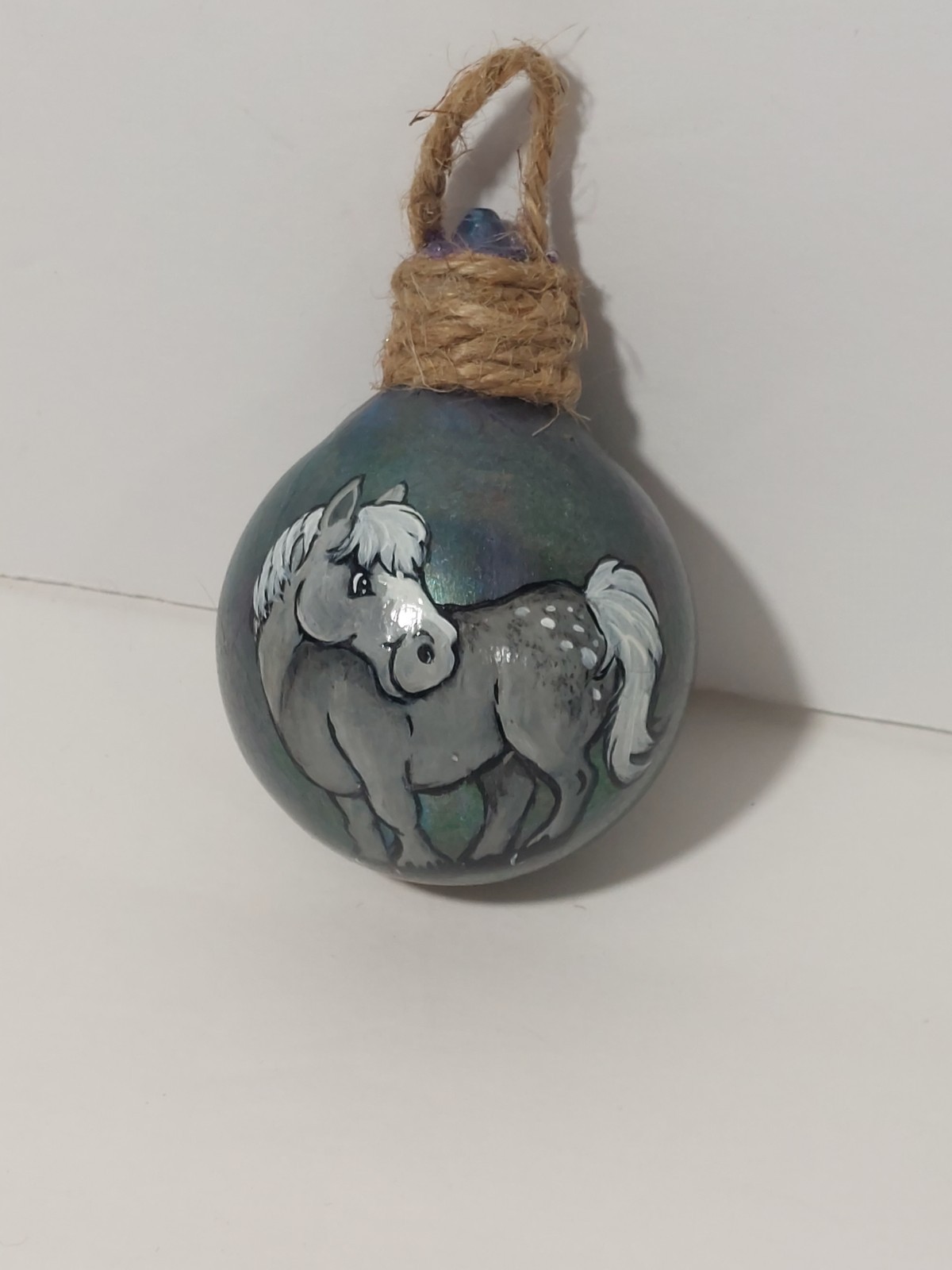 Hand painted glass? ceramic? ornament with a horse design #horses #christmas