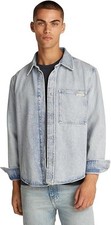 CAMICIA CAMICIE UOMO CALVIN KLEIN JEANS J30J327021 COTONE BLU ORIGINALE PE 2025