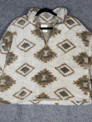 THREAD & SUPPLY Quarter Zip Beige Fleece  Pullover Jacket ~ Sz Small