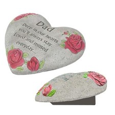 Heart Memorial Stone for Dad, Memorial Garden Stone-in Memory of Loved One