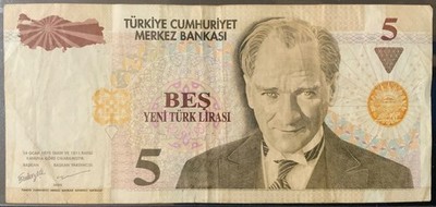 2005 TURKEY PAPER MONEY - 5 LIRA BANKNOTE!
