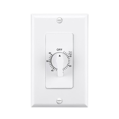 BN-LINK 60 Minute Spring Wound Bathroom Fan Timer 1 Pack, White Or Silver