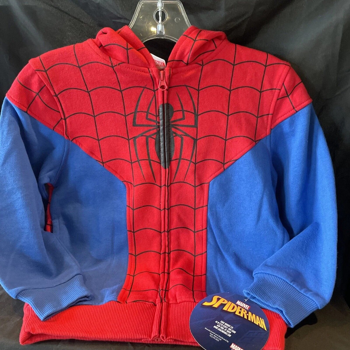 Marvel Spiderman Zip Up Hoodie Mask Kids Sweatshirt Size