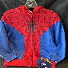 Marvel Spiderman Zip Up Hoodie Mask Kids Sweatshirt Size 7