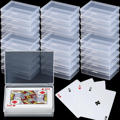 Playing Card Box Clear Plastic Playing Card Deck Case Snap Closed Holder Storage