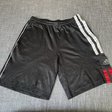 Boys Youth Adidas Athletic Shorts Black/White/Red Size L