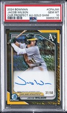 2024 BOWMAN CHROME PROSPECT AUTOS GOLD SHIMMER #CPAJWI JACOB WILSON 37/50 PSA 10