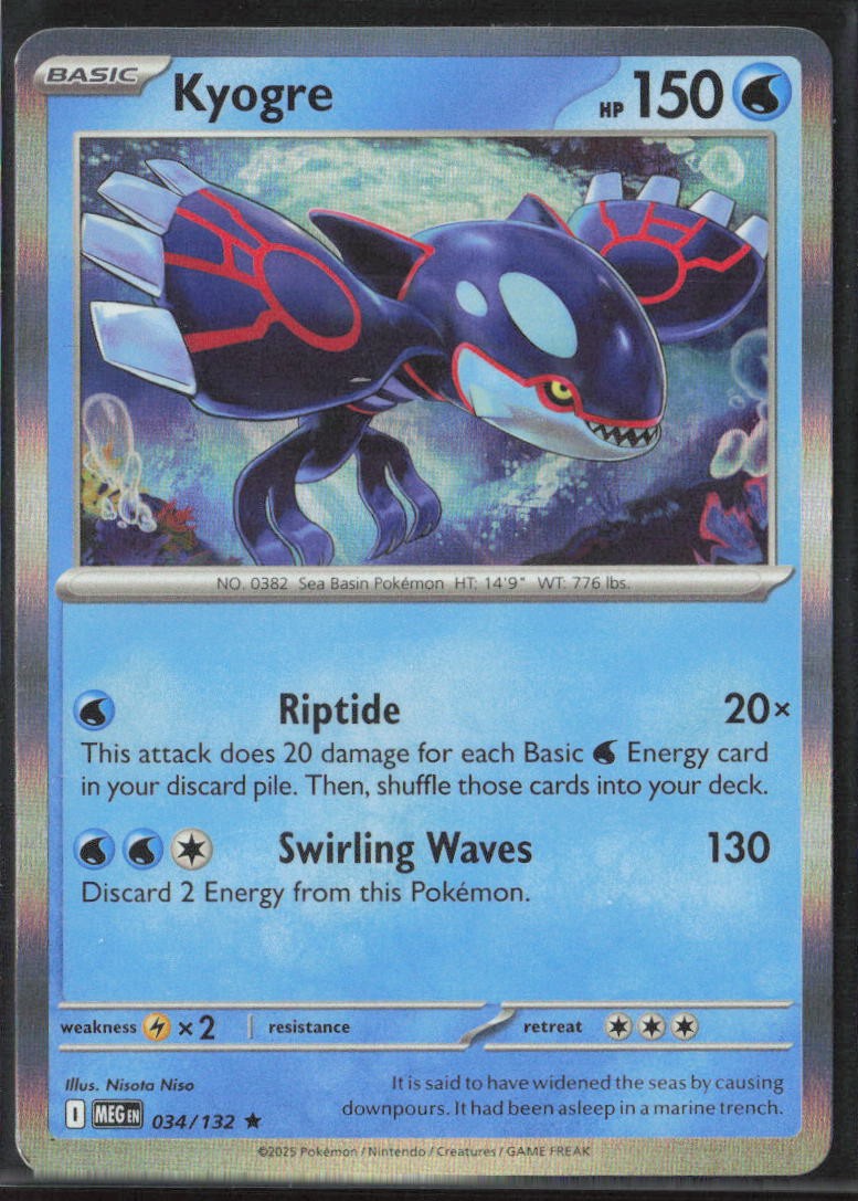 Kyogre #034/132 Rare, Holo ME01: Mega Evolution Pokemon