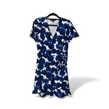 Banana Republic Womens Size 8 Blue White Floral Wrap Dress