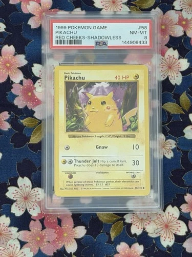 1999 Pokemon Game #58 Pikachu Red Cheeks-Shadowless PSA 8 NM-MT