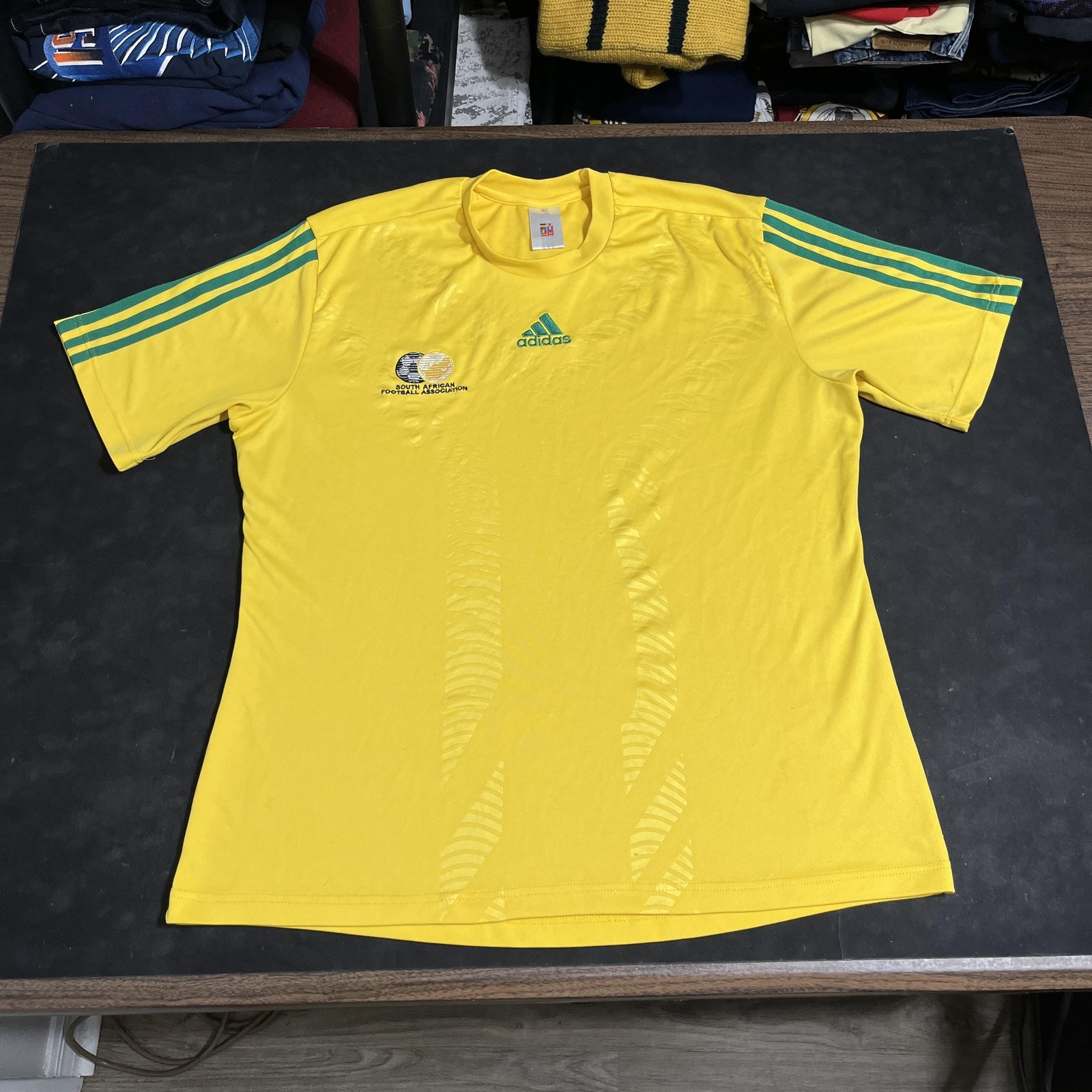 South Africa National Team Vintage Jersey Mens Large Yellow Soccer Adidas SAFA