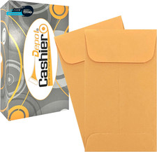 500 - 7 Coin Envelopes, 3.5 X 6.5 Inches,Brown Kraft Paper,Gummed Flap Closure