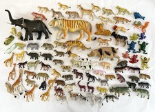 Lot Of 91 Hard Plastic Animals Toys Tigers Gi...