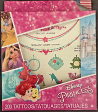 Disney Princess Glitter Jewelry Tattoos 200 Count - NEW