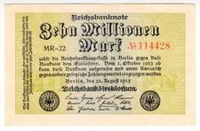 1923 Germany 10 Million Mark 114428 Reichsbanknote Paper Money Banknotes