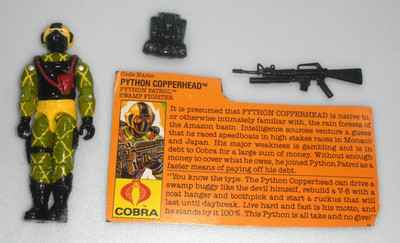 1989 Python Patrol Copperhead v2 Figure G.I. GI Joe 3.75 ARAH Lot *100% Complete