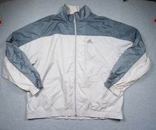 Vintage Adidas Jacket Mens Large Gray Windbreaker Lightweight Full Zip Y2K