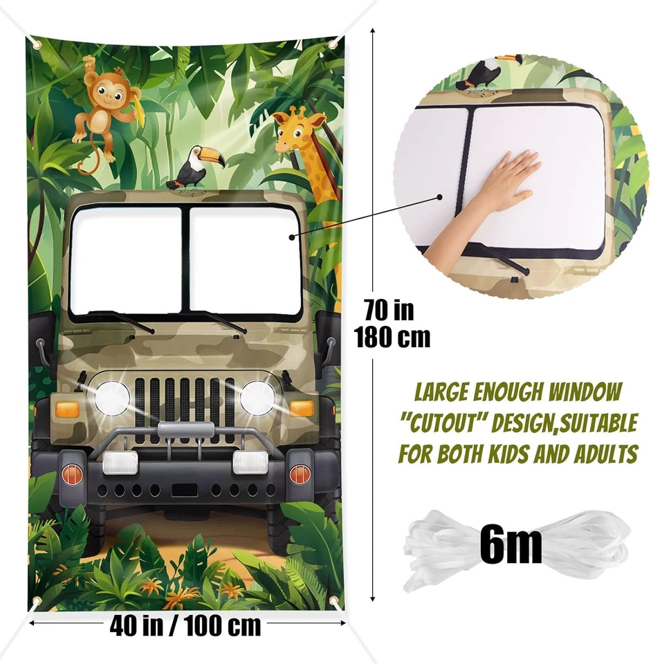 Jungle Safari Photo Prop Large Fabric Backdrop Photo Door Banner Jungle Safari T - Image 2 of 4