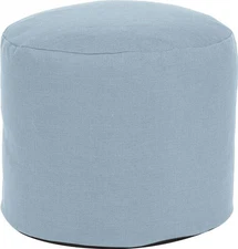 Tall Round Pouf Ottoman, Sterling Breeze Blue