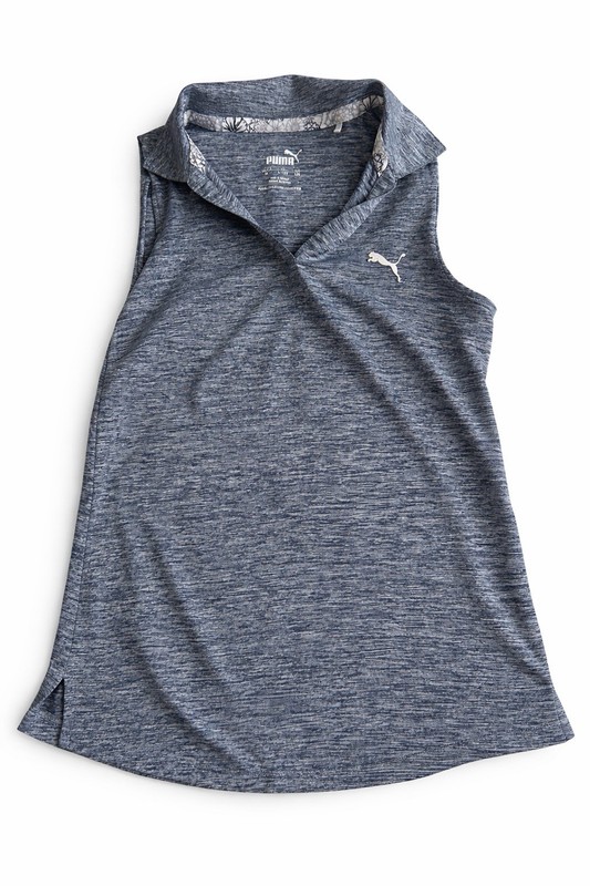 Puma Girl's Heather Gray Sleeveless Golf Polo - Small