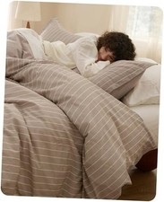 Striped Duvet Cover King 104" x 90" 01 - Stripes - Tan/White No Comforter 