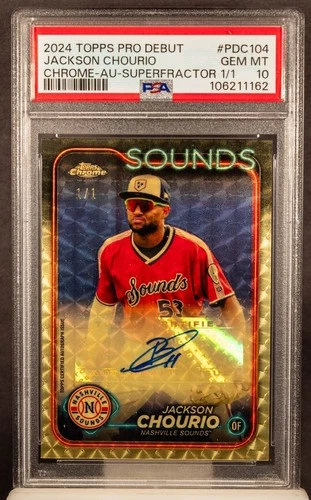 Jackson Chourio 2024 Topps Pro Debut Chrome Superfractor RC AUTO 1/1 PSA 10