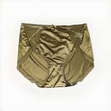 Panties Olive Green Nylon Blended Lace Trim Cotton Gusset XL Bow and Gem New