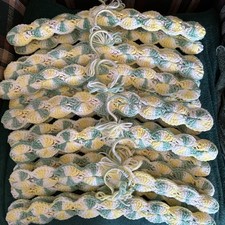 17 Hand Crochet Coat Hangers Handmade Collectibles Vtg White Green Yellow Yarn
