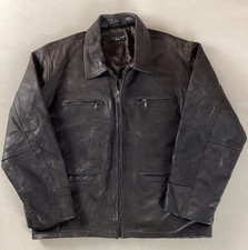 Vintage Leather Highwayman Jacket Bomber Jacket Brown Size 2XL