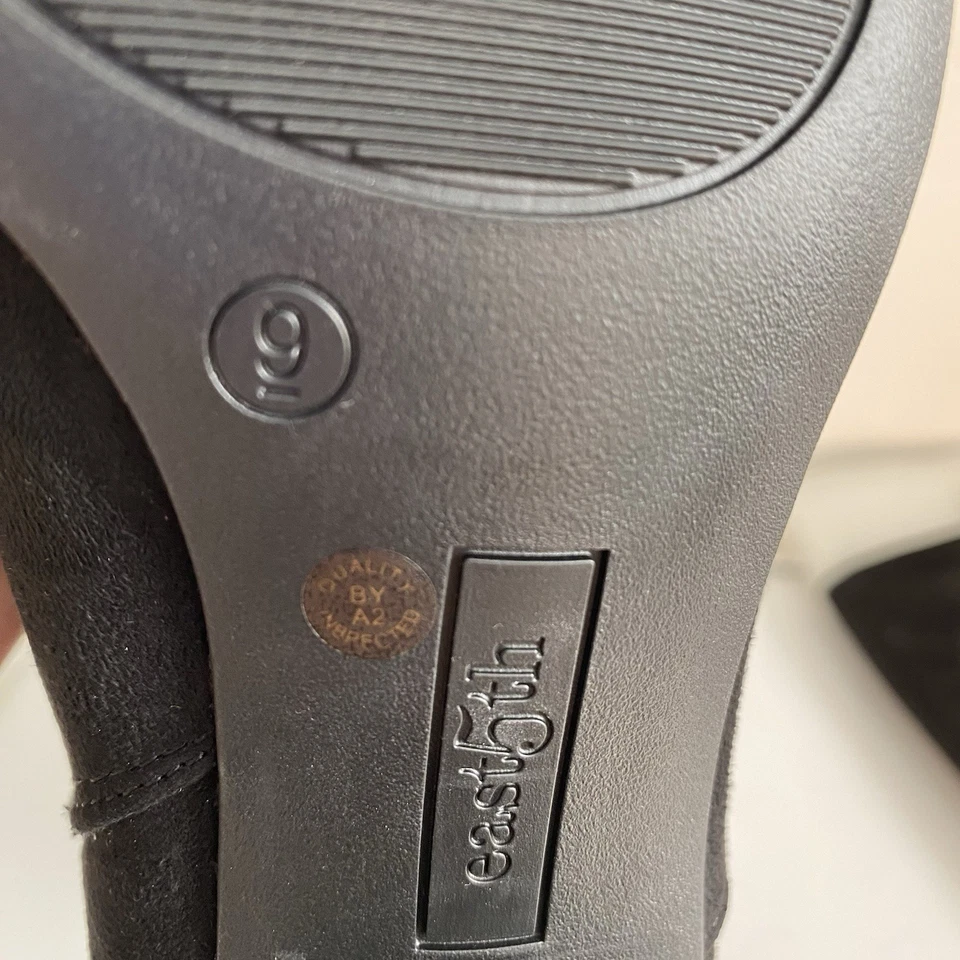 Botas hasta la rodilla East 5th para mujer 9M negras imitación gamuza tacón bloque punta redonda Foto 3 de 4