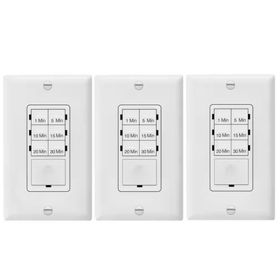 15 Amp 240-Minute Indoor In-Wall Push Button Countdown Timer Switch with Wall Pl