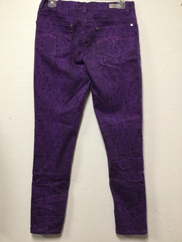 Justice Premium Girls Jeans Size 14.5 Purple Black Heart Straight Leg 208 - Picture 7 of 9