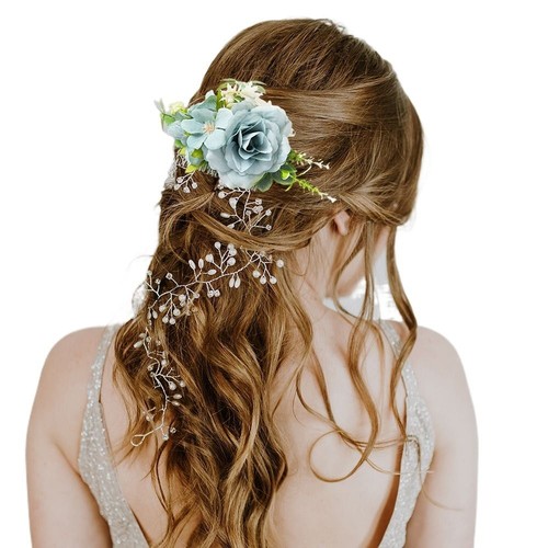 Bridal Crystal Hair Ornaments Flower Hair Comb Flower Leaf Hair Comb - Picture 8 of 14
